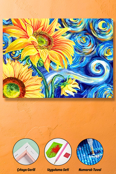HONDEP 5d Elmas Boyama Mozaik Tablo Tuvale Gerili 40x50 Cm Van Gogh Ayçiçeği ...