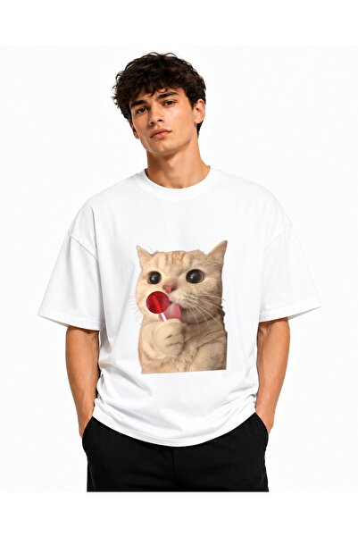 Inscriptie Ουνισέξ Βαμβακερό T-Shirt Υψηλής Ποιότητας  "Χαριτωμένο Γατάκι "