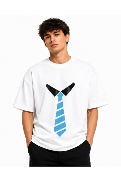 Inscriptie Tricou Unisex Bumbac Premium Casual " Cravata albastra "