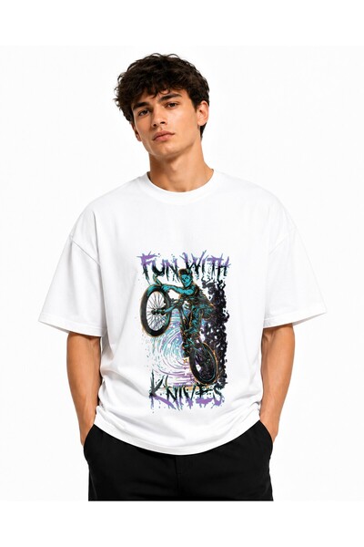 Inscriptie Tricou Unisex Bumbac Premium Casual " Graffiti bike "
