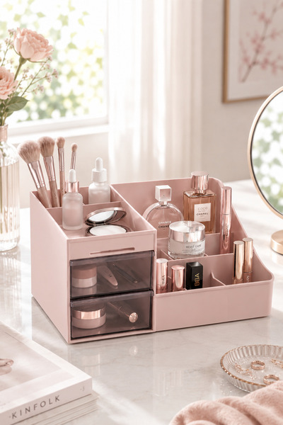 DOVİHOME Grande Transparent Drawer Makeup and Cosmetic Organizer