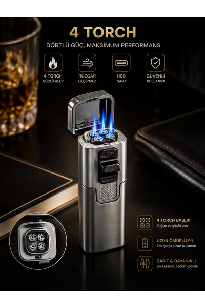 Honest 4 Torch Jet Alev Puro Puro Çakmağı