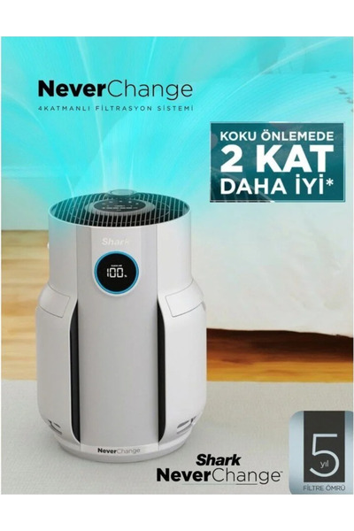 Shark NeverChange5 60m² Etkili 5 Yıl Filtre Ömürlü Akıllı Kirlilik Sensörü ve...