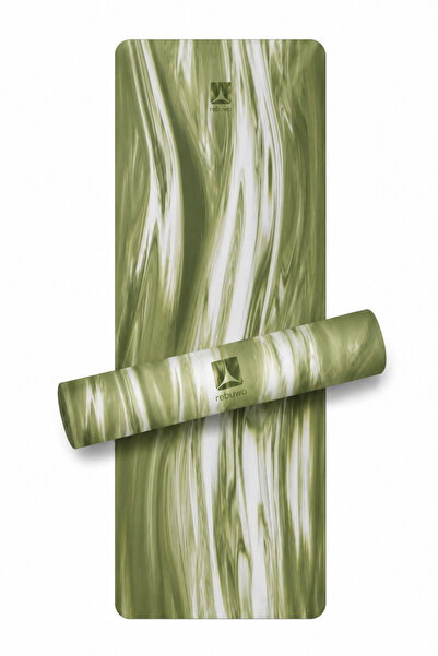 Nonslip Natural Rubber Yoga And Pilates Mat - Green Patterned Nonslip Exercise Mat