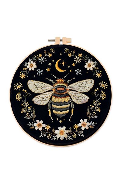 Choice CXTZ-282 1Pc Bee Floral Moon Stars Embroidery Kit With Needles Hoop Th...