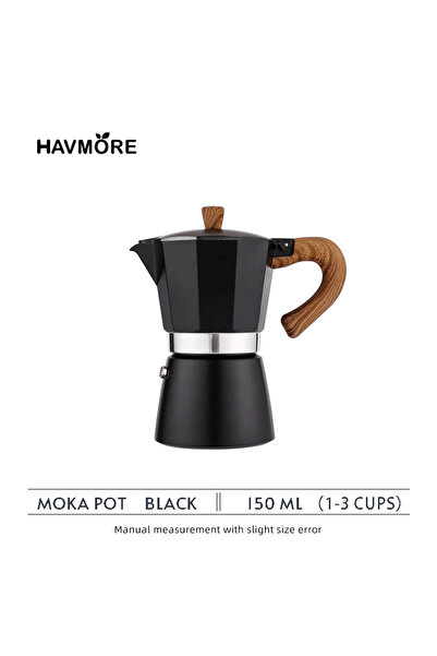 Choice 150ML-Black 150ml/300ml Vintage Wooden Handle Espresso Maker Moka Pot ...