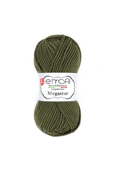 Etrofil خيط حياكة ميجا ستار كاكي 75% أكريليك 25% صوف 100 جرام 110 متر (74065)