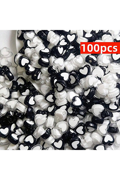 choice2 8mm-100pcs White-Black 100pcs 8mm Black and White Small Valentine's D...
