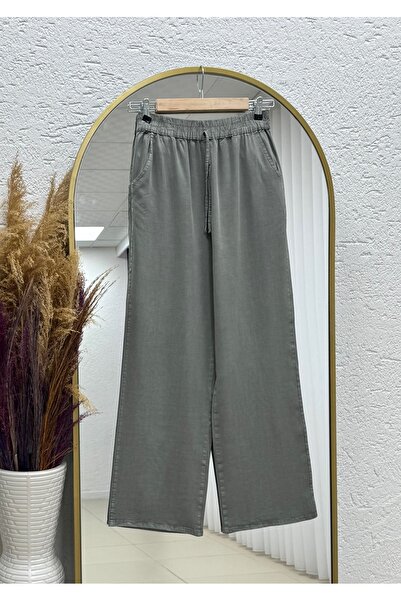 BENAHOLL Lunora Elastic Waist Wide Leg Trousers-Ma3204 Green