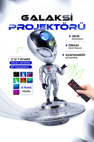 EN SİGA Hoparlörlü Uzaylı Galaksi Projektörü 8 Nebula Modlu Uzaktan Kumandalı