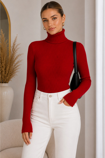 Feyece Unisex Premium Cotton Turtleneck Camisole Hooded Slimfit High Neck Swe...