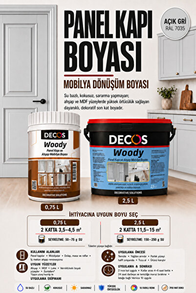 DECOS Woody - Renkli Panel Kapı ve Mobilya Boyası | Su Bazlı Kokusuz | Mutfak...