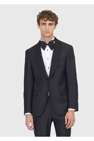 Ramsey Black Plain Modern Fit Woven Tuxedo Suit