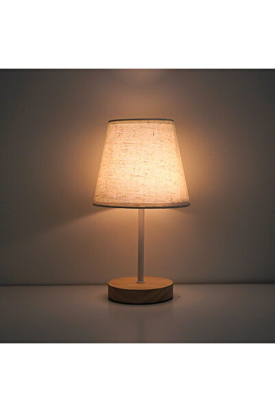 Choice control timing hemp ash Solid Wood Fabric Usb Small Desk Lamp Bedroom ...