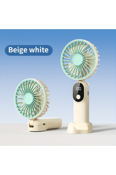 Choice1 Beige XIAOTREE Mini Portable USB Fan with 6 Speeds and Digital Displa...