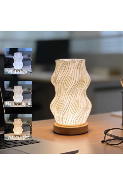 choice2 Warm White wave WHITE Nordic LED desk lamp, USB wired control tri col...