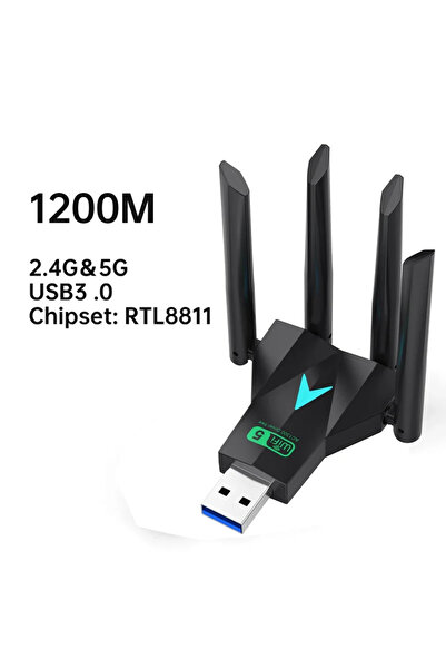 Choice3 محول واي فاي USB ثنائي النطاق 2.4 جيجاهرتز/5 جيجاهرتز، بسرعة 1200 ميج...