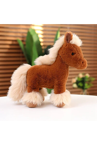 Choice 25cm Brown Horse Real Life Horse Plush Dolls Stuffed Animal High Quali...