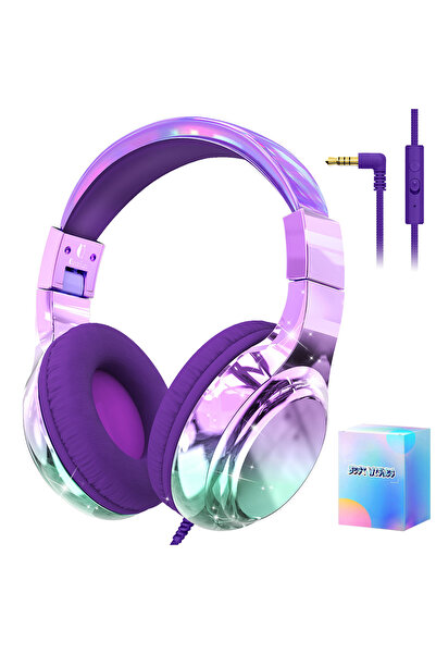 Choice1 DeepPurple with Box Kids Headphones Wired for School 85/94dB Volume L...