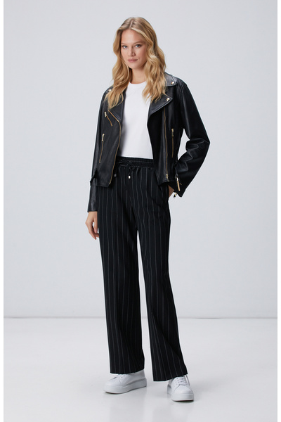 Network Siyah Çizgili Jogger Pantolon