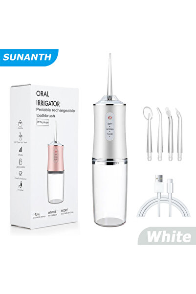 Choice 059-White Portable Smart Electric Oral Irrigator Water Flosser 4 Jets ...