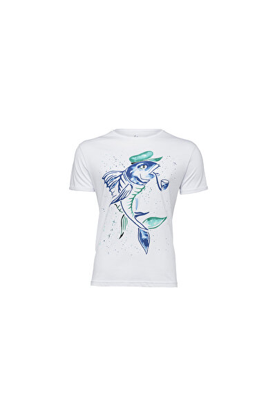 ANEMOSS Captain Fish Crew Neck Mens T Shirt