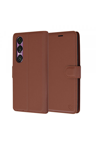 Sony Husa pentru Xperia 1 VI, Techsuit, Leather Folio, Maro