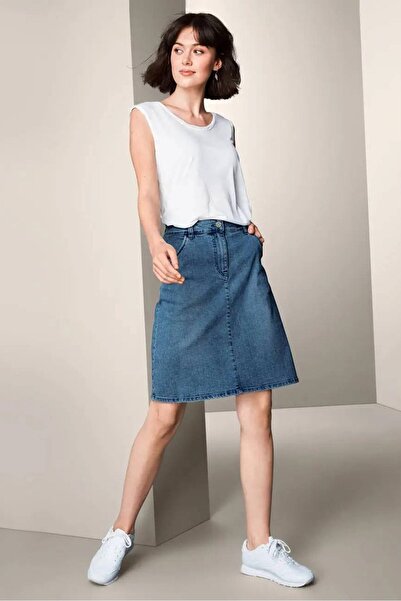 Tchibo Women Washed Mini Denim Skirt, Blue