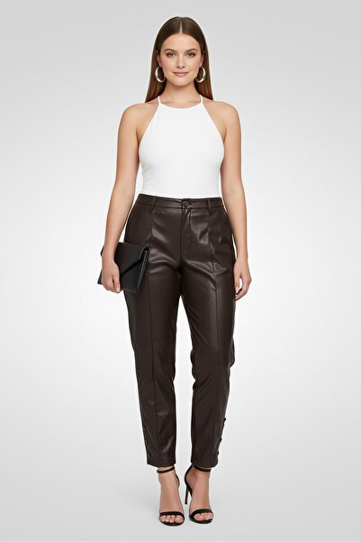 The Giving Movement Women Regular Fit High Rise Solid Bootcut Pants, Coffee B...