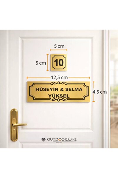 Outdoor One Kişiye Özel Metal Kapı İsimliği ve Kapı Numarası | Delmesiz Monta...