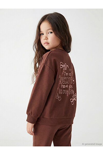 LC Waikiki Two Mt Shop Quality Lcw Kids Brown Printed Loose & Baggy Girls' Sw...