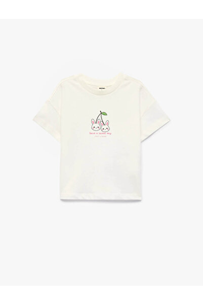 Koton Cotton Printed Ecru Baby Girl T-Shirt 6Smg10160Ak