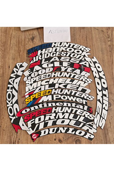 ASTUNİNG speedhunters kırmızı renk lastik yazısı 8adet 2.5cm 37cm