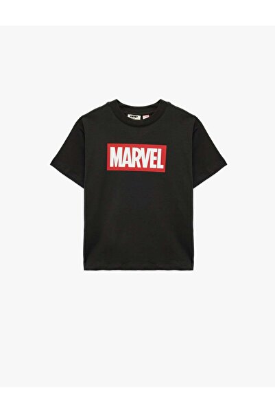 Koton Marvel Printed Licensed Anthracite Boys' T-Shirt 6Skb10246Tk