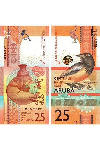 emir koleksiyon coin & paper collection Aruba 2019 Yılı 25 Gulden Yabancı Kağ...