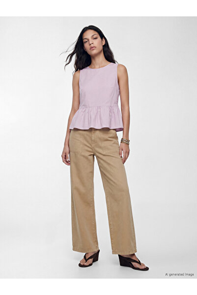 LC Waikiki Trendlucky Wideleg Women's Jean Pants with a Difference in Color