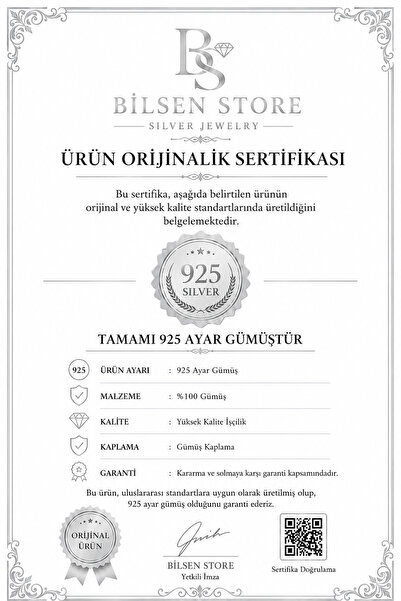 Bilsen Store Tamamı 925 Ayar Gümüş Beyaz Zirkon Taşlı Minimal Yusufçuk Kolye