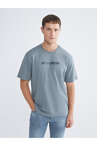 LC Waikiki Lcwaikiki Classic Indigo Crew Neck Printed Men's T-Shirt