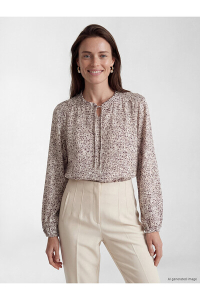 LC Waikiki Original Tie-Neck Patterned Blouse