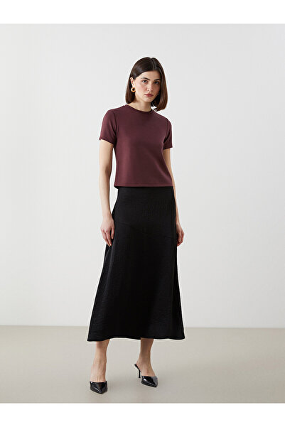 LC Waikiki Alita City A-Line Satin Women's Skirt with Zipper at the Waist