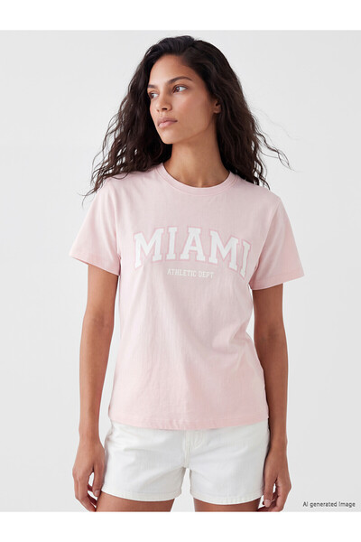 LC Waikiki Two Mt Shop Quality Miami Printed 100% Cotton Women's T-Shirt