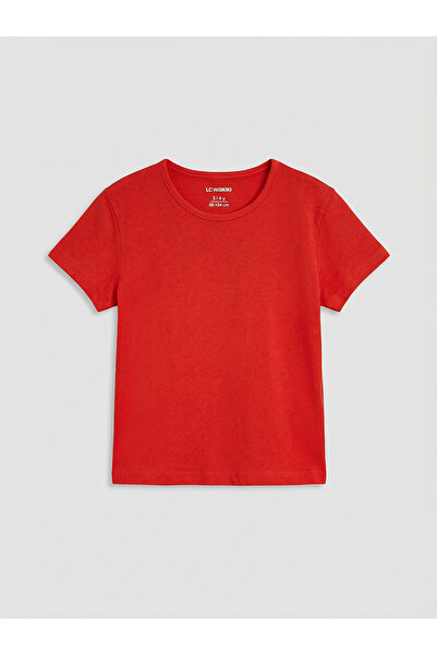 LC Waikiki Trendlucky Girls' T-Shirt with Oval Collar and Contrast