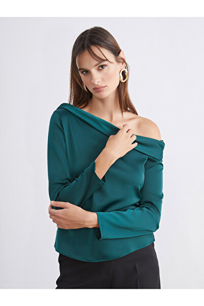 LC Waikiki Boat Neck Satin Blouse