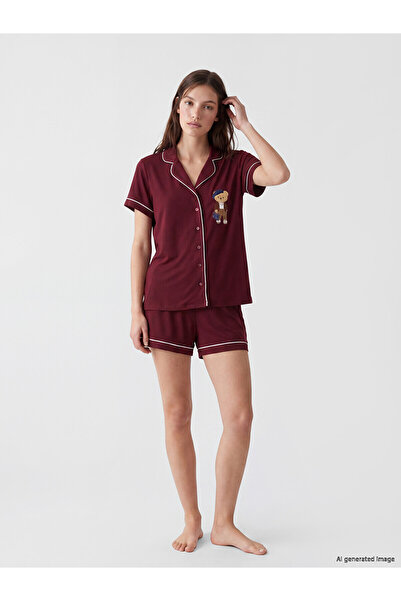 LC Waikiki Vizyon New Season Bear Teddy Printed Women's Shorts Pajama Set