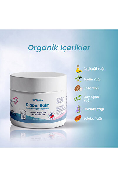 Trukid TruBaby Organik İçerikli Bebek Pişik Önleyici Krem 59.14 ml | Yenidoğandan İtibaren Hassas Cilt Bakımı