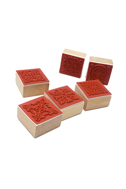 Choice1 Square Square Round Floral Wooden Stamp Clay Polymer Clay Embossing T...