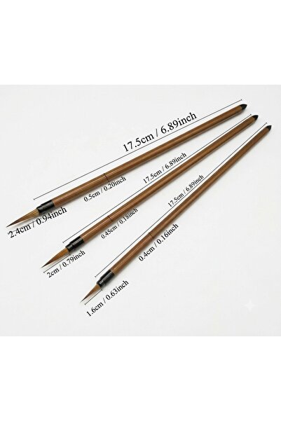 mucize Tahrir Brush Set 1-2-3 Number, Wolf Hair, Tile, Ceramic, Gilding, Mini...