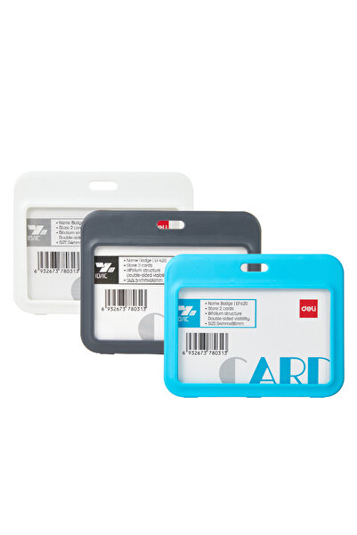 Deli Suport rigid din ABS pentru ecuson orizontal, 100x80mm, cu 2 fețe, cu cl...