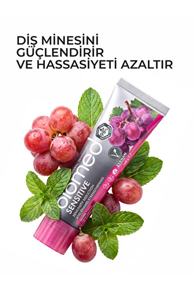 Biomed Sensitive Kırmızı Üzüm Ve Nane Tadında Diş Macunu( Doğal Bitkisel Vegan Florürsüz ) 100 gr