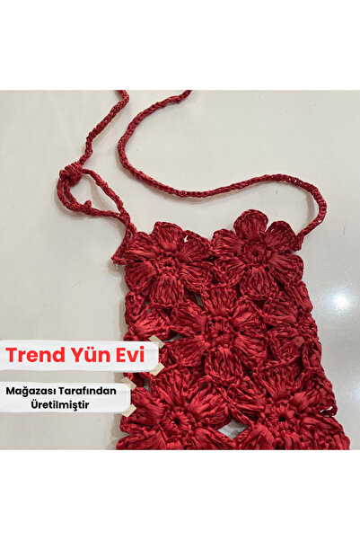 El Örgüsü Rafya Çanta (Boy: 24cm En:17cm) Ayarlanabilir Sap
